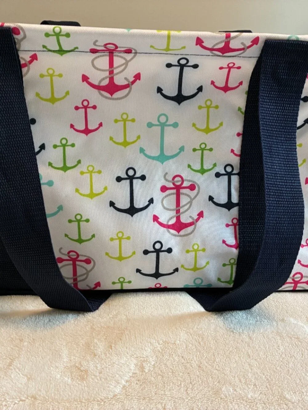 Thirty-One Medium Utility Tote + Top-A-Tote NWT First Mate Anchor Print Retired - Picture 2 of 10